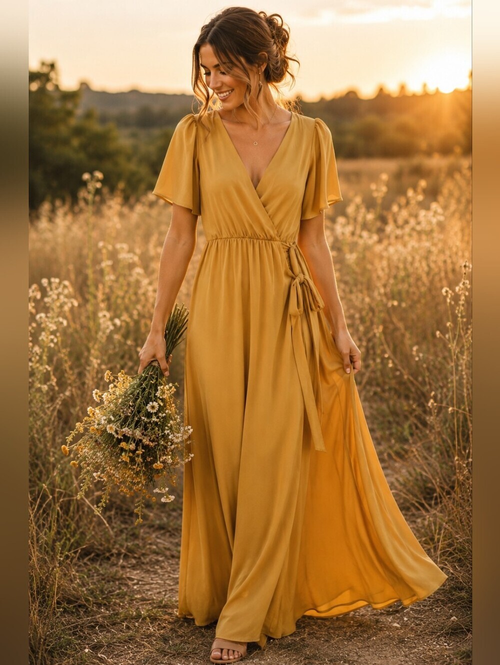✨ Baltic Born Mustard Maxi Dress W/slit NWT Size Small